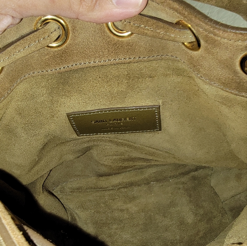 Saint Laurent Fringe Suede Bucket Bag Gem